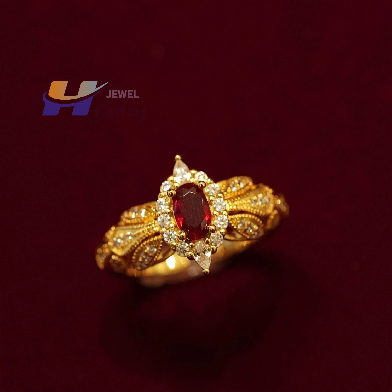 Bohemian Gothic Vintage Red Ruby Open Ring, Rhinestone Inlaid Slim Fit Dainty Jewelry for Girls, Romantic Anniversary Present