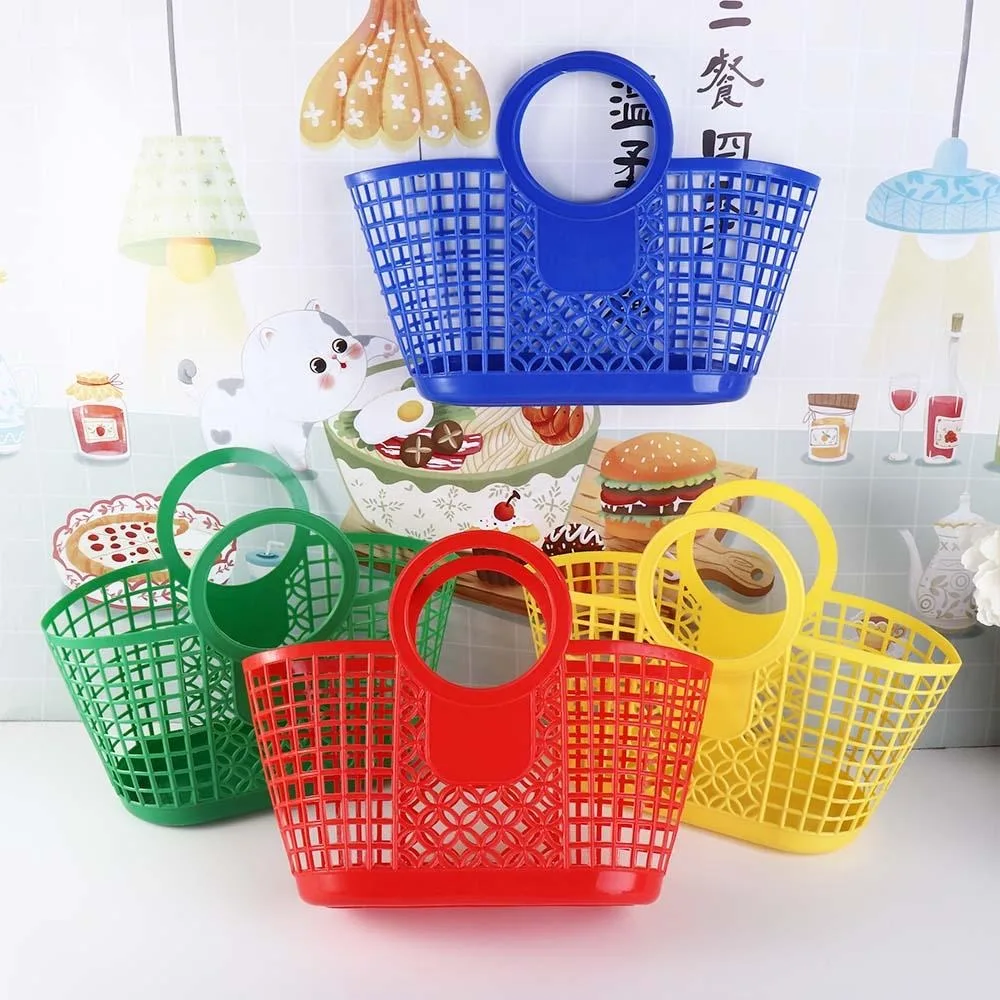 Plastic Durable Hollow Hanging Hand-Held Storage Basket Basket  Organizer Kitchen Bathroom Accessories