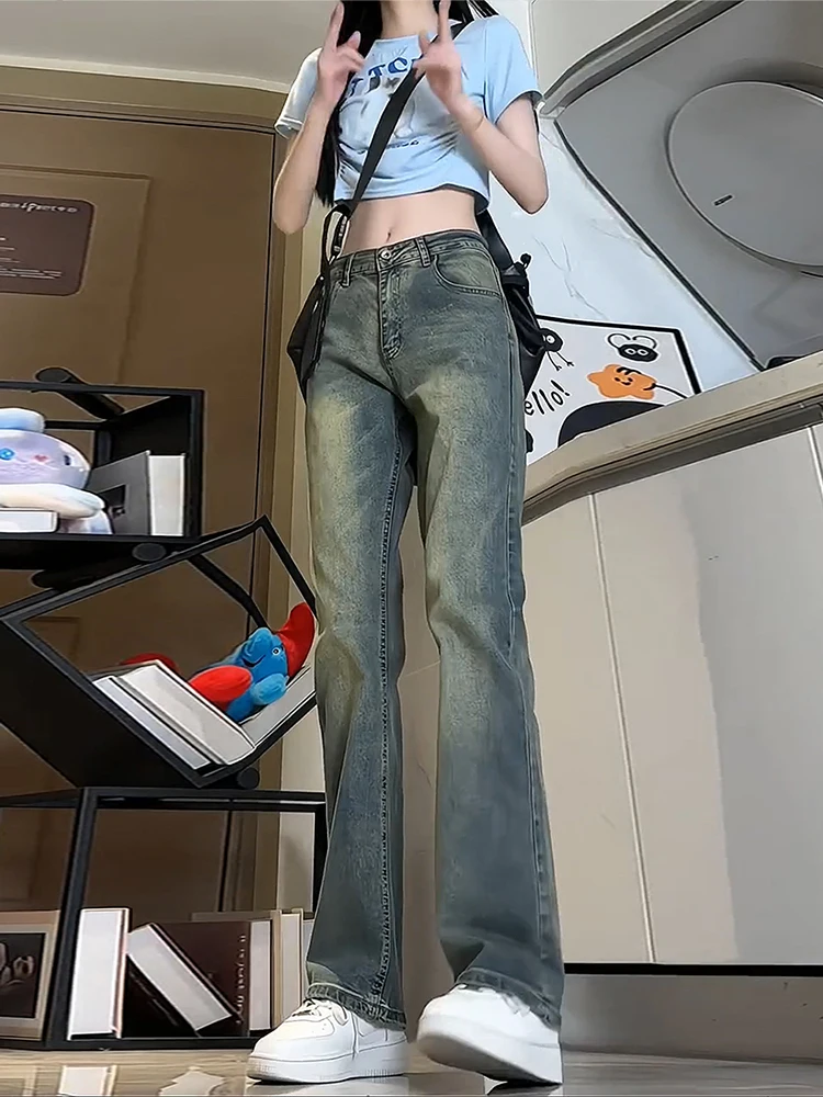 

Retro Blue Men's Long Jeans Tall Guys Mildly Spicy High Street Straight Leg Pants Spring Autumn Slimming Effect Casual Jeans