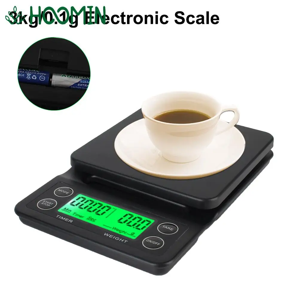 3kg 0.1g Kitchen Scales For Food Balance Weighing Digital LCD with Timer Electronic Coffee Scale Precision