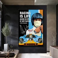 Canvas Painting 24 Hours of Le Mans Michael Delaney Racing Car Movie Quality Poster Room Living Sofa Wall Art Home Decor Picture