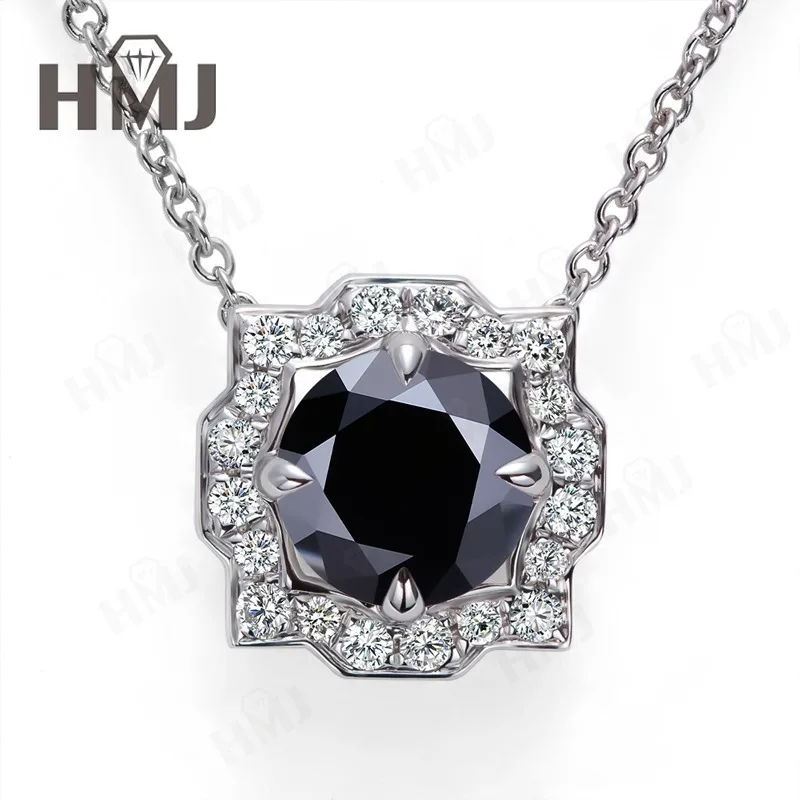 

Серебряное ожерелье с подвеской для женщин и мужчин 1CT 2CT черного цвета для ювелирных изделий из муассанита с сертификатом GRA S925, художественная оптовая продажа