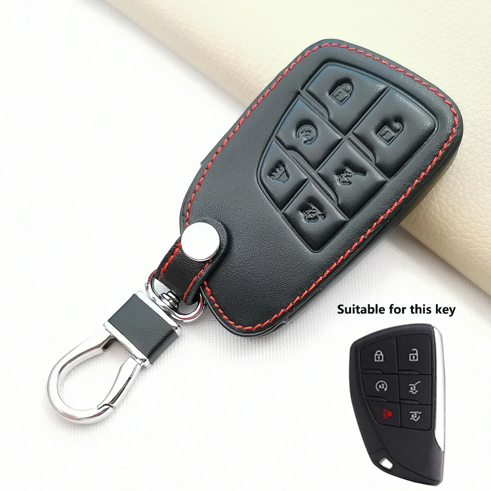 Leather Cover Key Case Car Fob for Chevrolet Tahoe Suburban for GMC Yukon for Buick ENVISION S Plus Avenir 2020 2021 6 Buttons