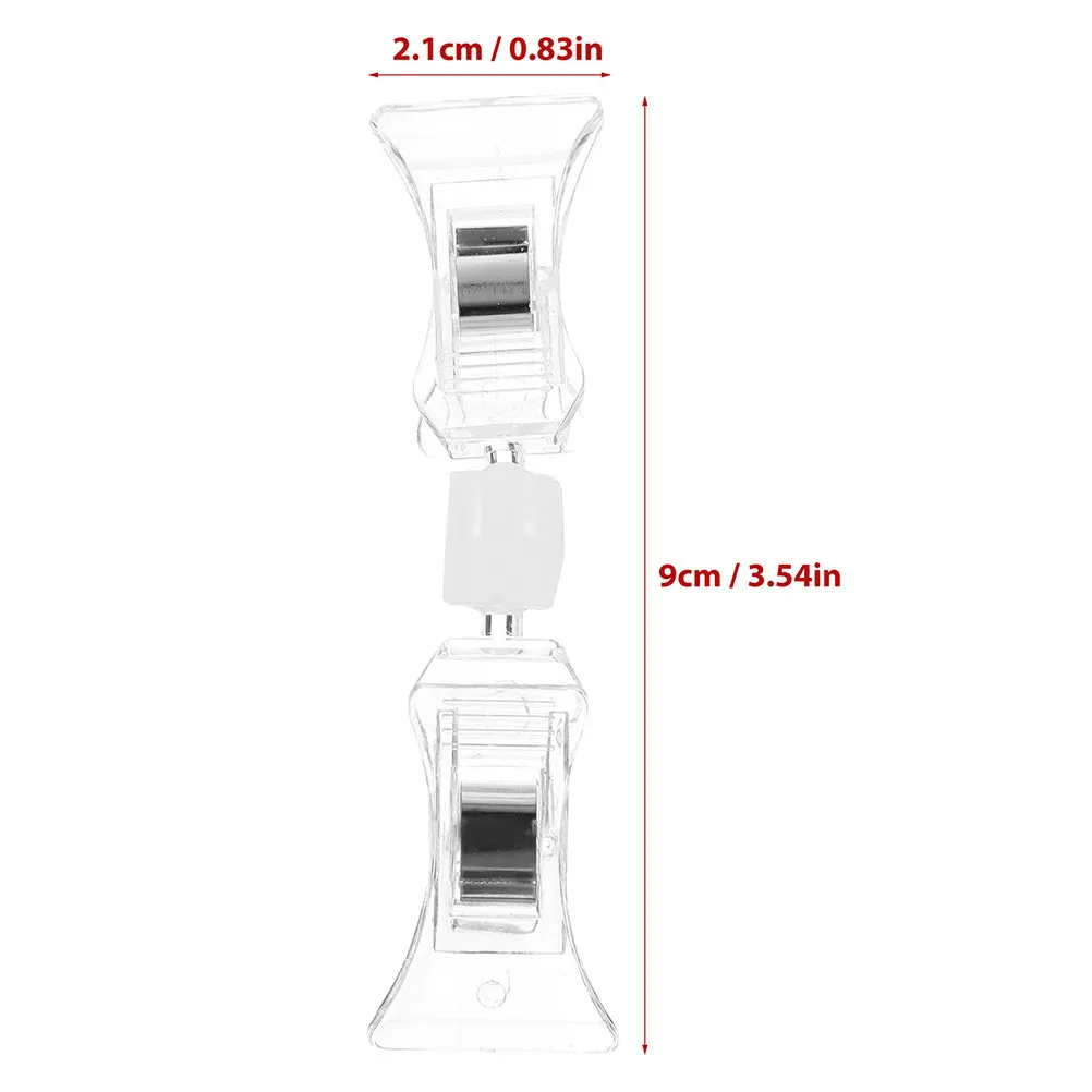 20Pcs Double Head Advertising Clips Clear Rotatable Plastic Price Tag Holders for Supermarket Shelf Label Display