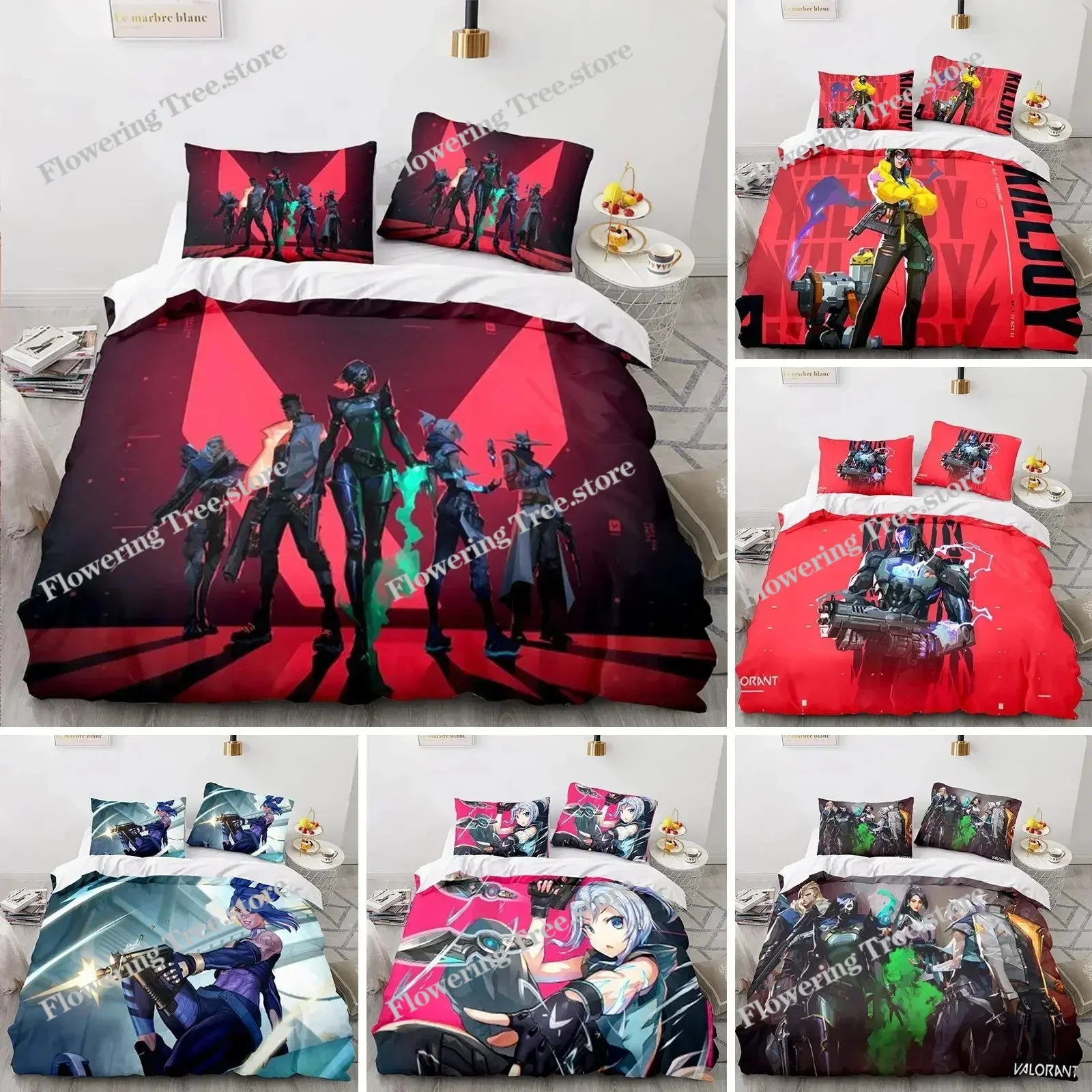 3D Printed Valorant Bedding Set Duvet Cover Bedroom Comforter Covers Single Twin King Size Quilt Cover Home Textile