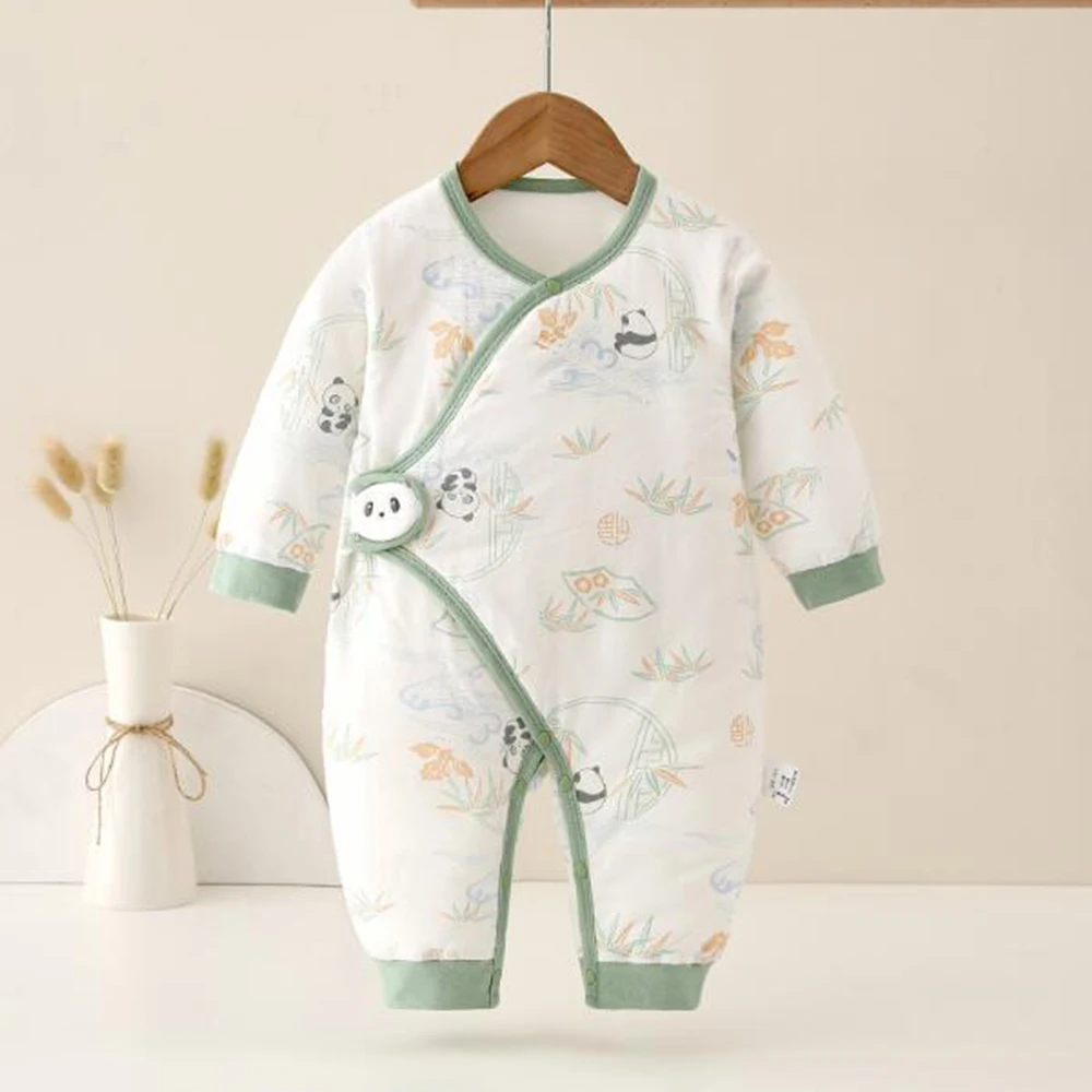 Baby Girl Clothes Newborn Onesie Quilted Warm Autumn Winter Baby Jumpsuit 0 6 Months Hospital Baby Romper For Boys Girls