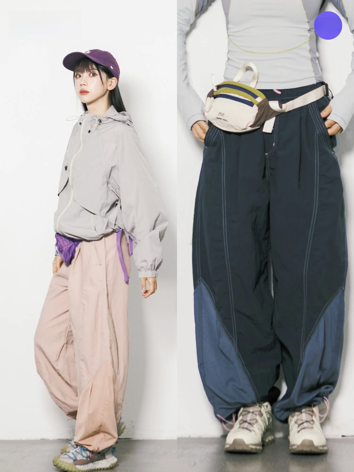 High Waist Wide Leg Workwear Casual Pants Unisex Loose Quick Dry Windproof Water Resistant Patchwork Outdoor Style Trousers
