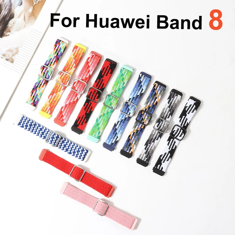 Regulowany nylonowy elastyczny pasek pleciony do inteligentnej opaski na nadgarstek Huawei Band 8 Sportowy pasek do zegarka Huawei Band8 Correa