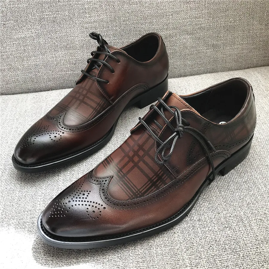 

Мужские кожаные деловые повседневные туфли Ecc с резным узором, износостойкие, без шнурков, оксфорды для офиса и повседневной носки, с резиновой подошвой