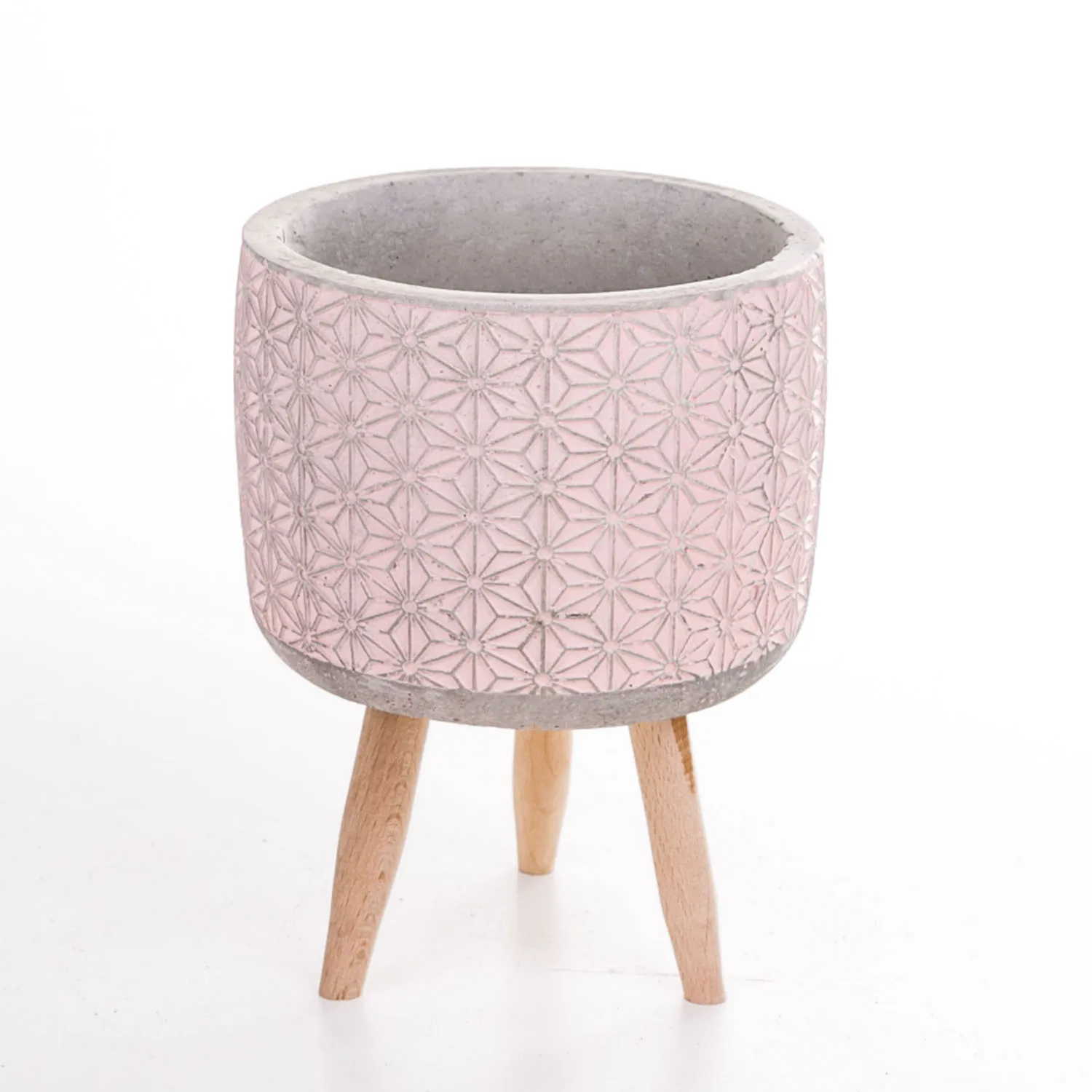 Pink concrete flower pot with pink concrete flower pot 12x17,5 Cm