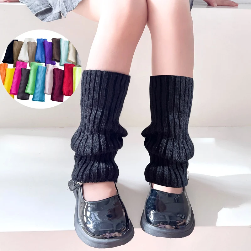 1 Paar Bonbonfarbene Kinder-Beinstulpen Koreanischer Süßer Kinder-Strickfußüberzug Mädchen Lolita-Stil Einfarbige Warme Elastische Röhrensocken – Detail 1
