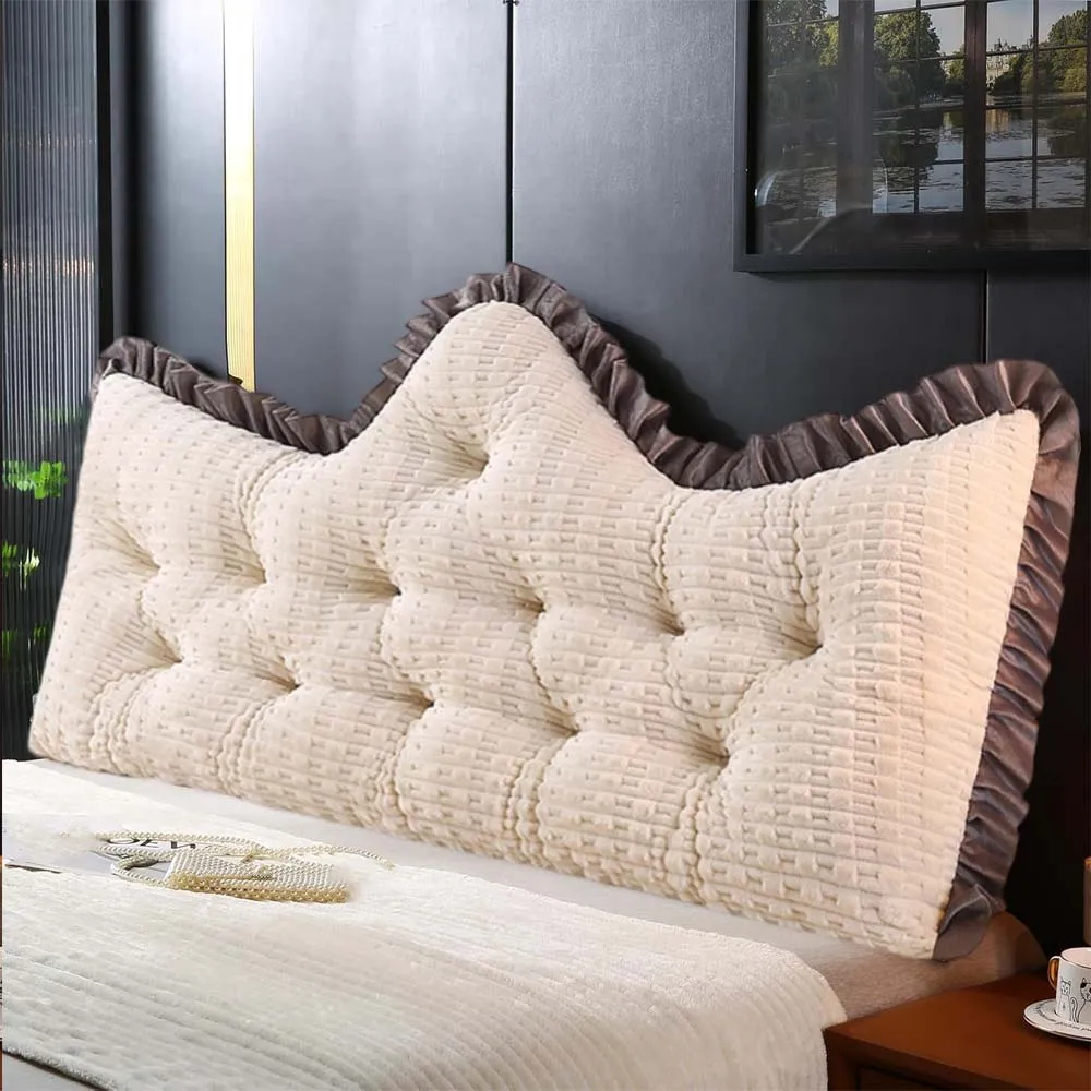 2026 Princess Style Headboard Cushion Bamboo Velvet Crown Pillow Soft Reading Backrest for Bedroom Sofa Coussin Canapé Almofada