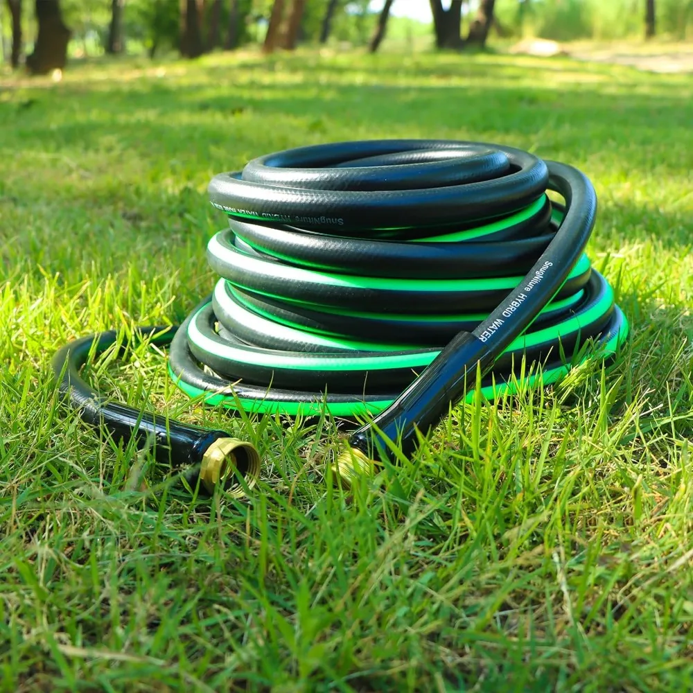 Manguera de jardín SnugNiture de 100 pies X 5/8 ", resistente, ligera, Flexible, con accesorios sólidos para todo tipo de clima al aire libre, 3/4"