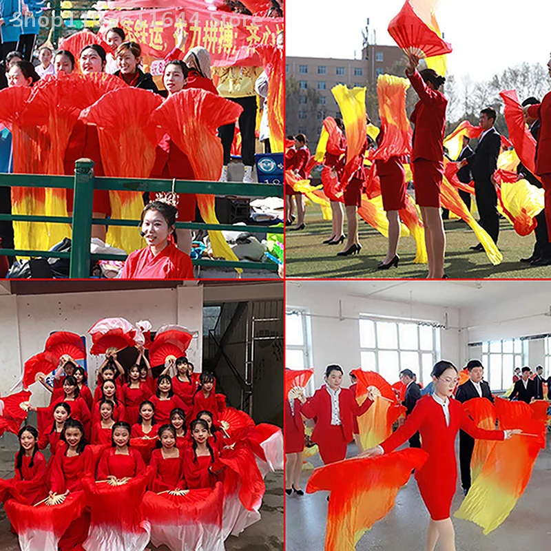 1Pc 150CM Length Imitation Silk Dancing Fan Ms.Belly Dancing Fans Gradient Color Dancer Practice Long Dance Props Fans