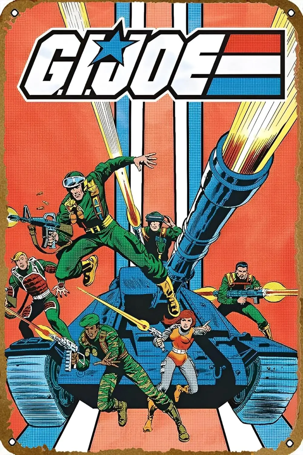 Gi Joe – Tank – Póster vintage retro coleccionable, cartel de metal para decoración de pared, póster de 8x12 pulgadas, cartel para el hogar, bar, restaurante, garaje, cafetería