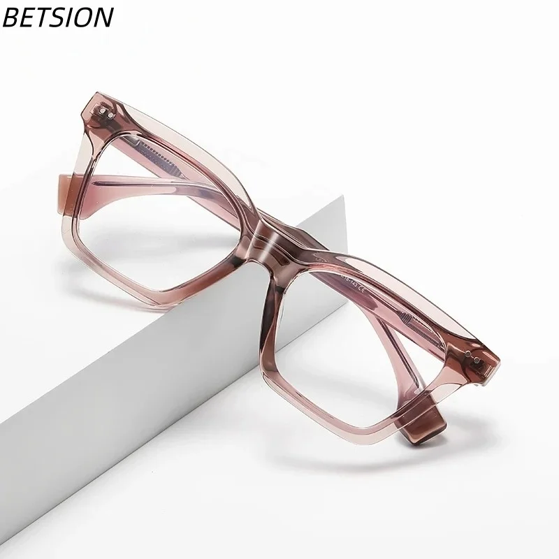 BETSION Vintage TR90 Square Frame Reading Glasses Anti Blue Light Myopia Presbyopia Customizable Prescription for Men Women
