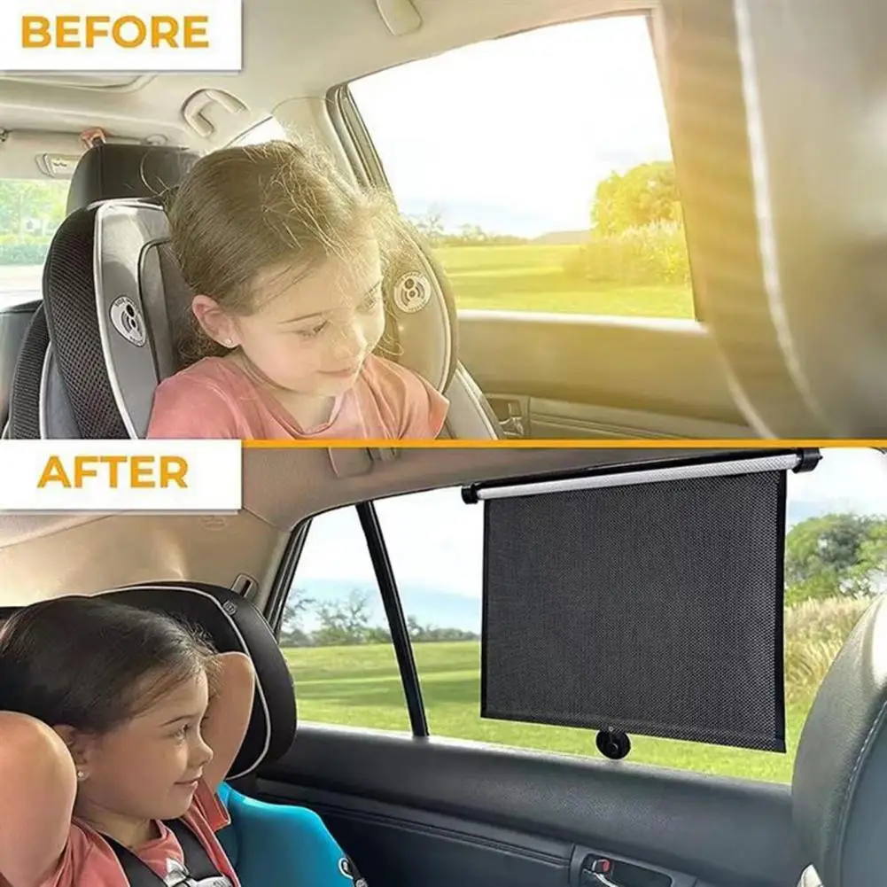 Multifunctional Suction Cup Sunshade 2pcs Car Sunshade Side Window Covers with Suction Cups Hooks Baby Roller Vehicle Shades Uv