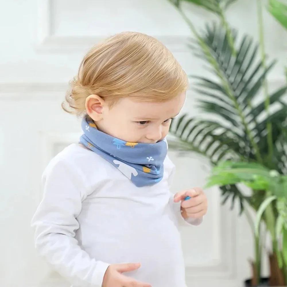 Pañuelo de cuello para niños y niñas, bufanda de algodón cálida y transpirable para otoño e invierno