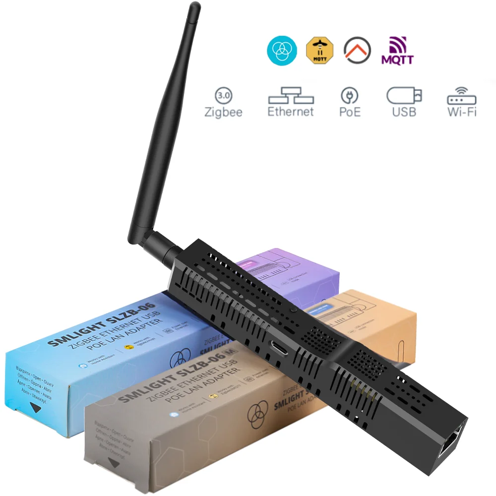 

Zigbee to Ethernet SMLIGHT SLZB-06 Адаптер USB и Wi-Fi microUSB-typeC с поддержкой PoE работает для домашнего помощника Zigbee2MQTT ZHA