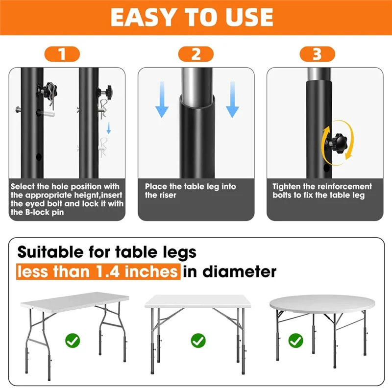 

B08B-4-Pack Металлические складные удлинители для планшетов, удлинители для тяжелых условий эксплуатации, 4 уровня/высота, аксессуары для ножек стола