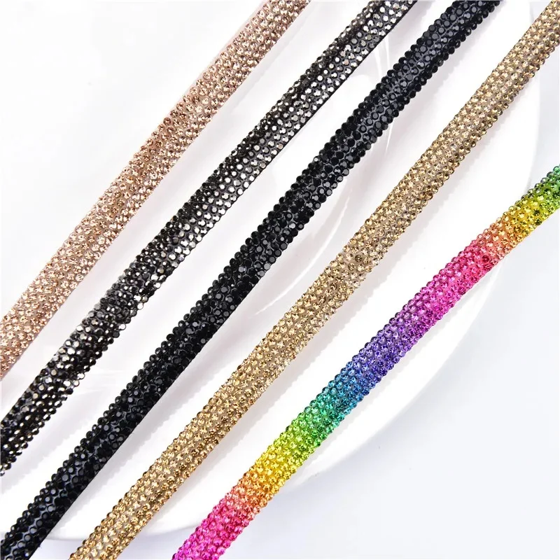 5/10 Meter Sparkling Semi-Circular Rhinestone Tube 5/8 Rows Diamond Wrapped Cotton Rope DIY Wedding Dress Clothes Hair Clips Sho
