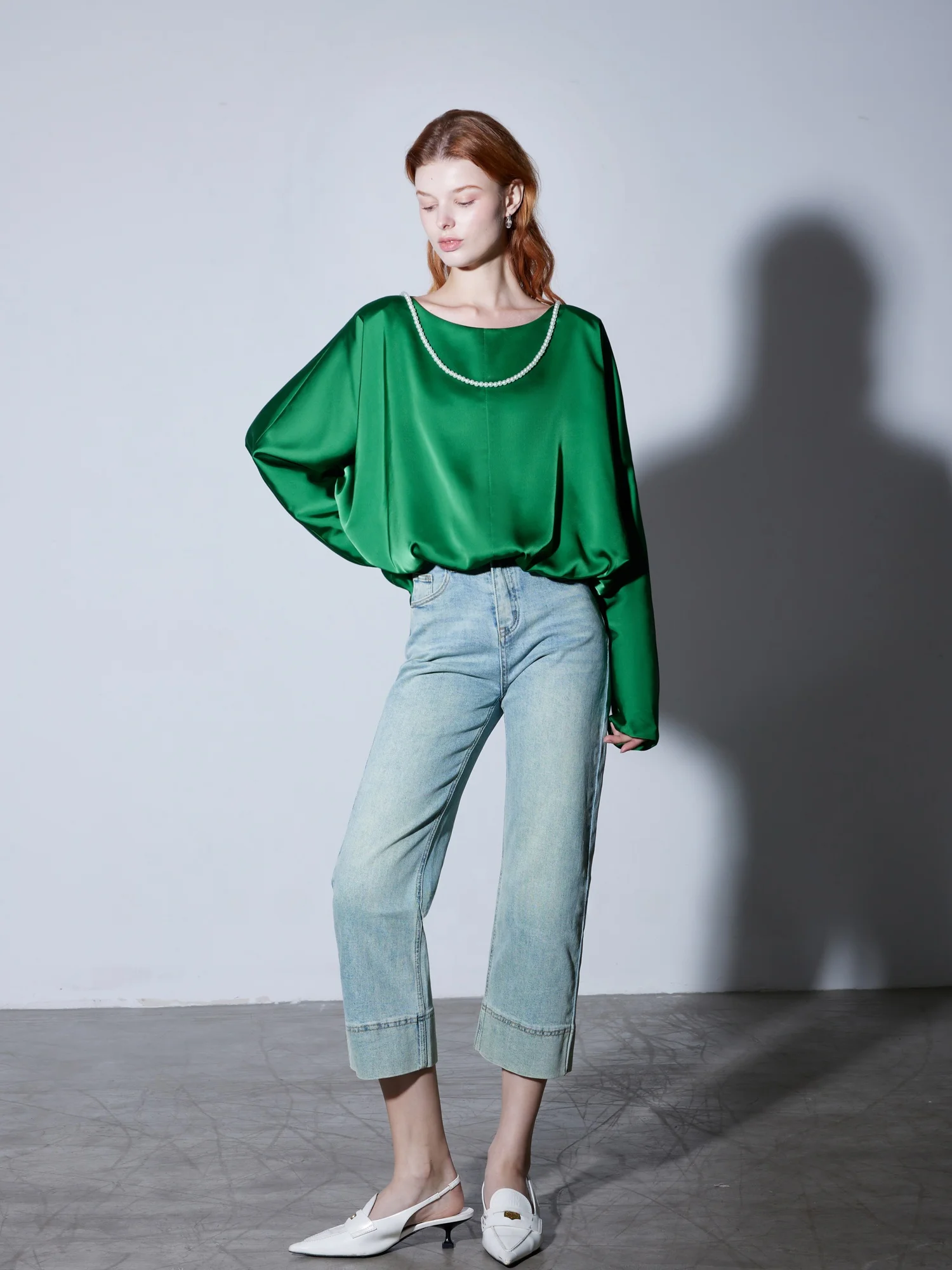 

Джинсы Finocci с высокой талией и широкими штанинами, женские, удобные, из хлопкового денима, для осеннего сезона, повседневные, с эффектом потертости