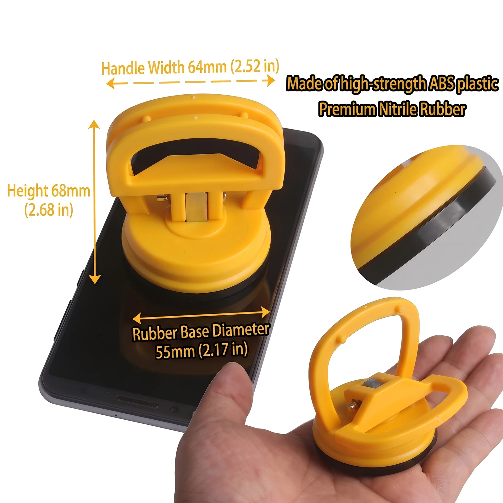 Mini Car Dent Puller Suction Cup (55mm), ABS Plastic Auto Body Panel Remover Tool for Glass, Tile & Screen Repair, Heavy Duty