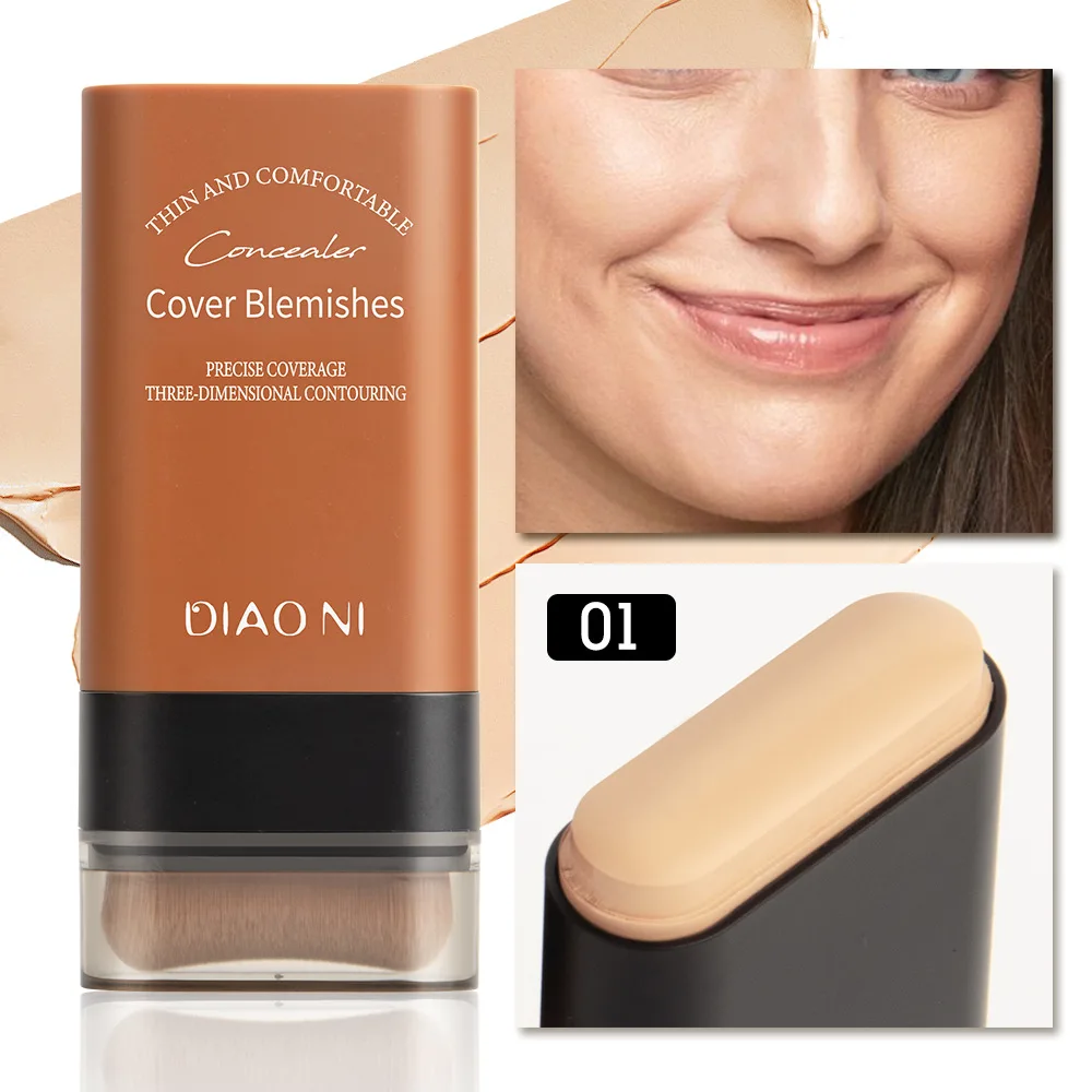 Foundation Stick 2in 1Foundation Stick Dual Head with Brush Moisture Translucent Foundation LongLasting Eraser Foundations Stick