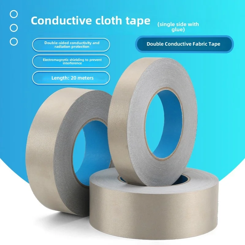 20M Conductive Fabric Cloth Tape Single-Sided Laptop Cellphone LCD EMI Shielding Adhesive Tape Double-sided Conductive Tape