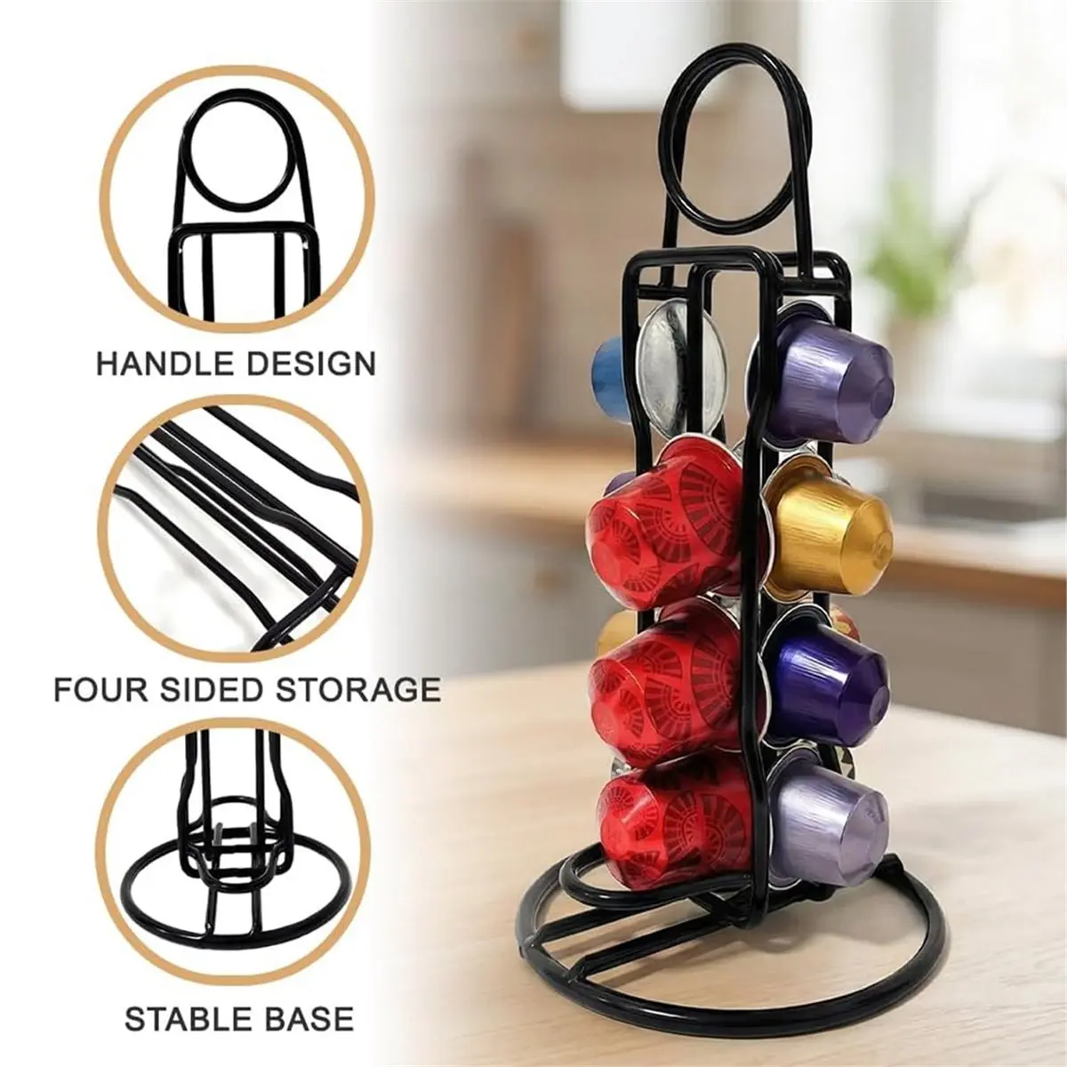 Coffee Capsule Holder, Coffee Pod Stand Holding 6 Small Pods