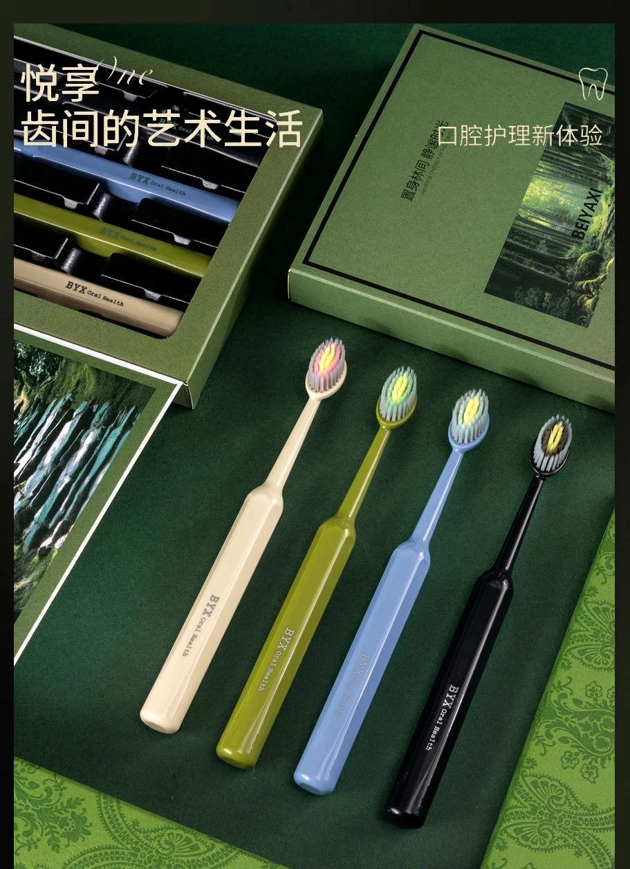 Mountain-shaped spiral soft-bristled toothbrush with wide head for deep cleaning for adults at home