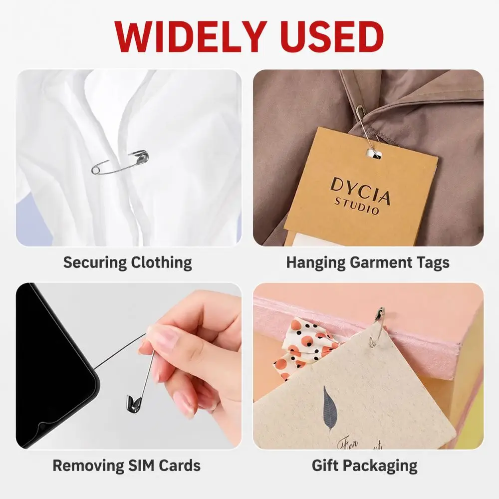 Multi-Size Safety Pins Rust Proof High Hardness Large Safety Pin Thickened Clothing Tag Fasteners Garment Waist Tightening