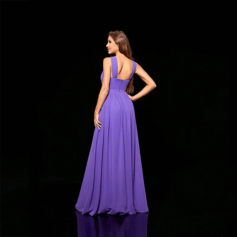 Vestido de banquete de alta qualidade, estilo longo feminino primavera e verão, ajuste fino, sem costas, pescoço pendurado, vestido suspensor feminino elegante