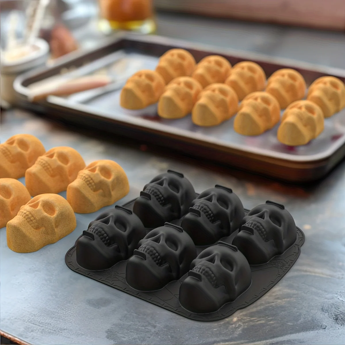 Skull Mold 3D Silicone Mold Candy Mold Chocolate Mold Ice Cube Tray  for DIY Cake Decorating Tool Baking Tools Accessories