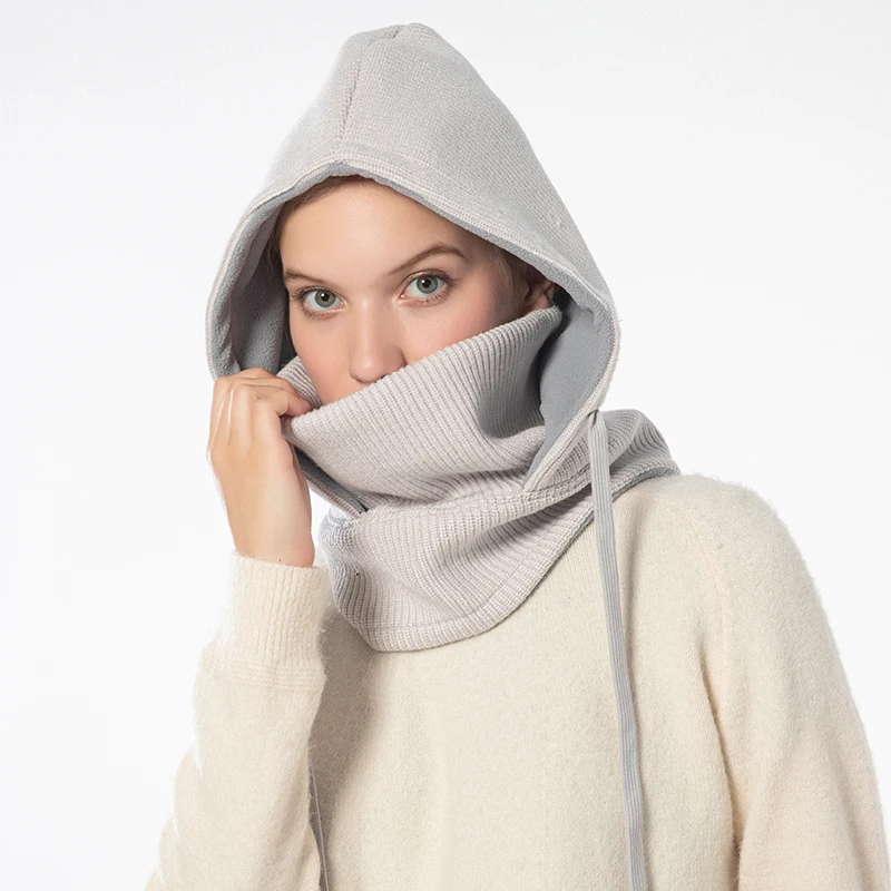 

Winter Thermal Fleece-Lined 3-in-1Beanie with Scarf Modular Headwear for All-Day Warmth Hat Black Gray Beige Ushanka