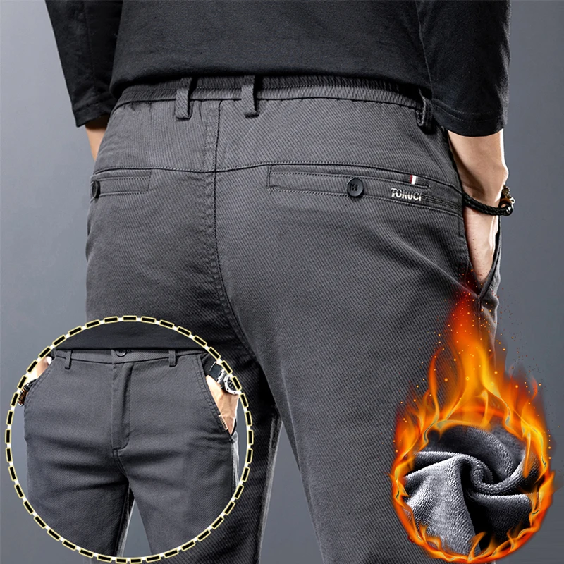 

Winter Men Fleece Brand Jeans Fashion Soft Stretch Black Biker Masculino Denim Trousers Thick Velvet Warm Pants Overalls