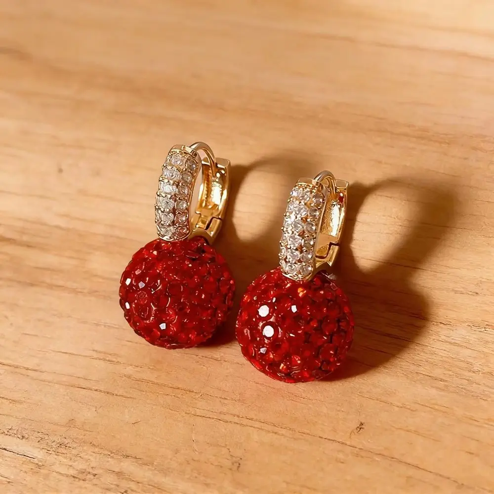 Full Rhinestone Rhinestone Ball Earrings Unique Designed Alloy Base Sparkling Earrings Accessories Sparkling Finish