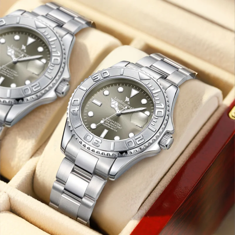 Men's Mechanical Watch, Skeleton Design, Stainless Steel Strap, High-Quality Best-Selling Men's Watch, Fully Automatic Mechanical Watch, Waterproof Calendar, Fashionable Casual Versatile Personalized Men's Wristwatch