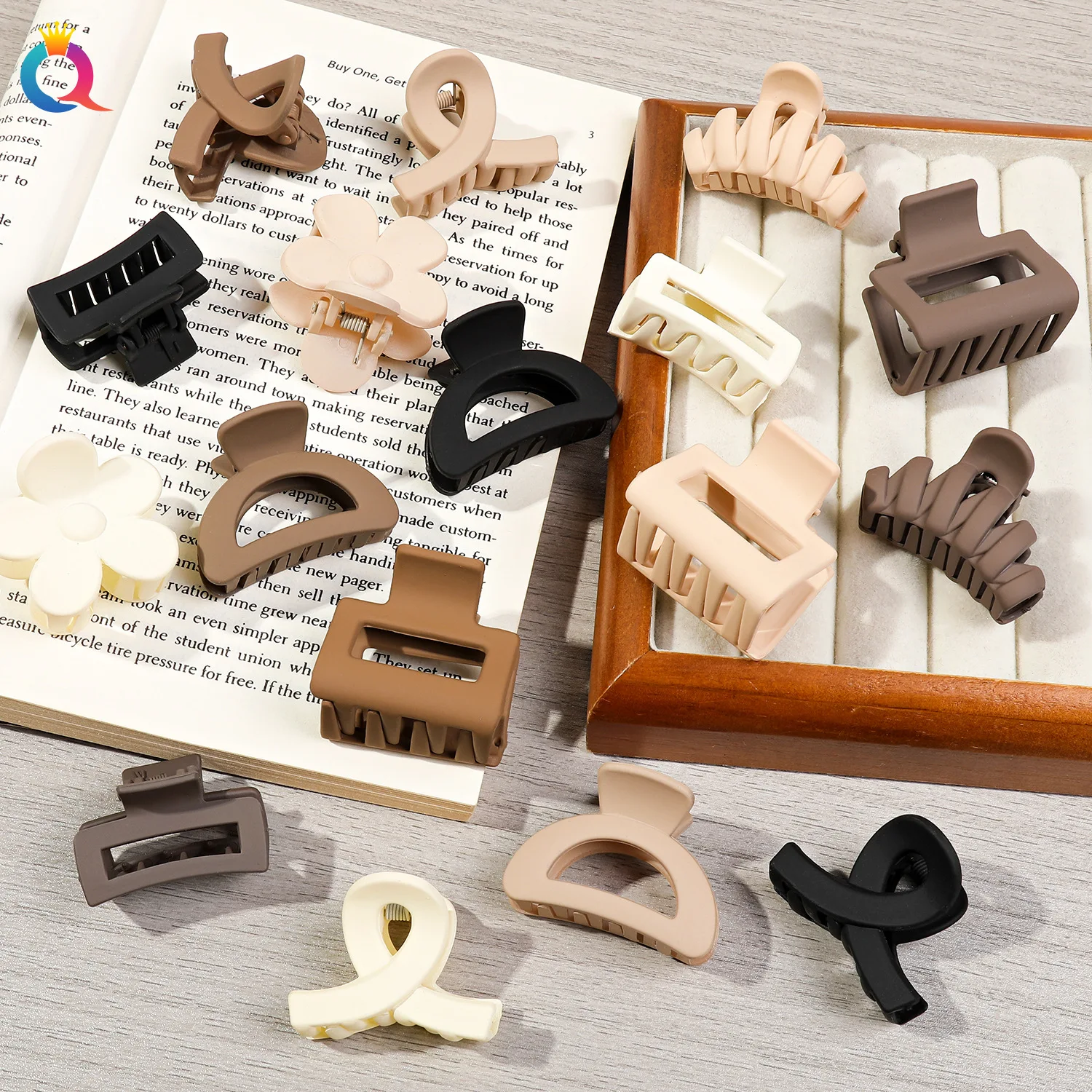 

Small Flower Hair Claw Clips for Women Girls,Matte Rectange Jaw Clips,Semicircle Barrettes for Thin Hair