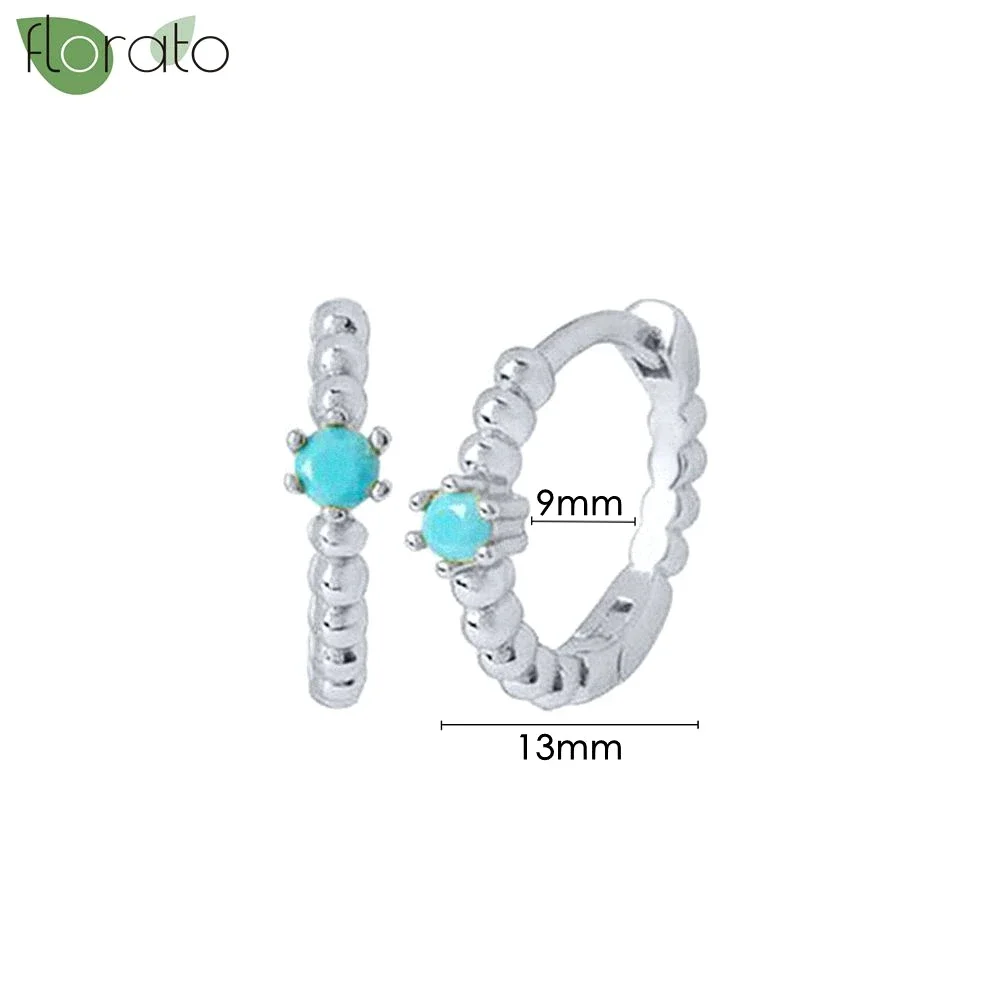 925 Sterling Silver Small Hoop Earrings, Blue Pendant