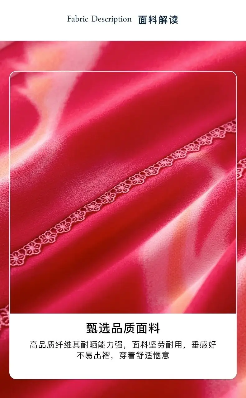 Elegancka sukienka midi z szyfonu w czerwony kwiatowy wzór z dekoltem w serek dla niskich kobiet.