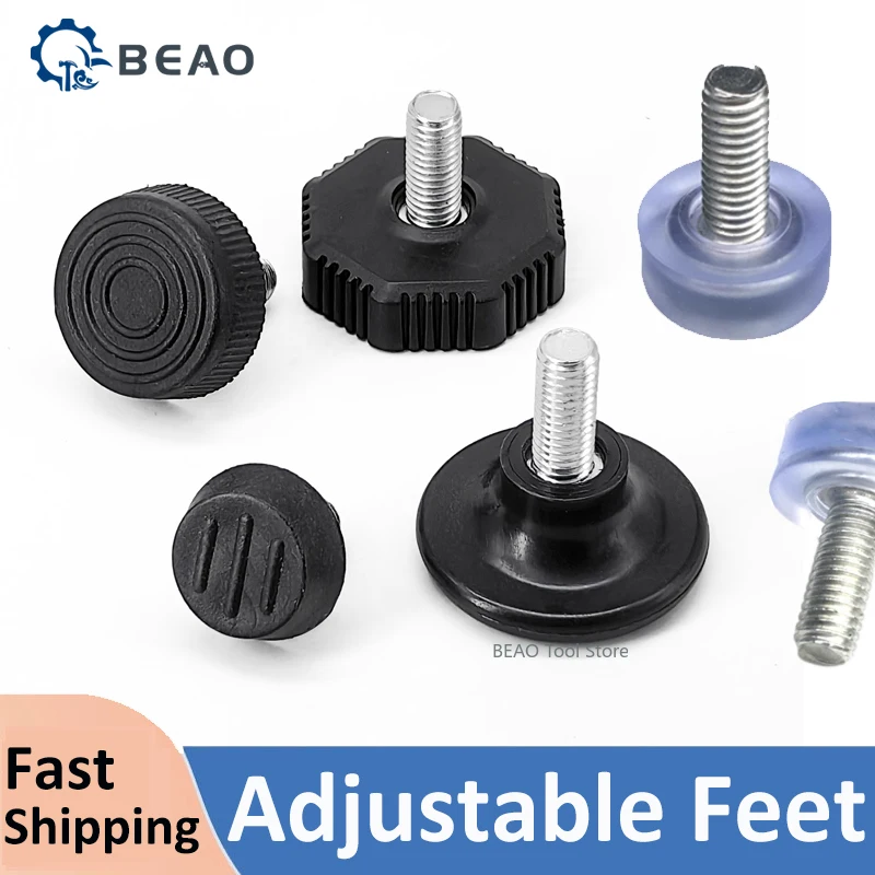 M6 M8 المضادة للانزلاق قابل للتعديل القدم الأثاث طاولة أثاث كرسي أريكة الساق قدم التسوية وسادة المسمار
