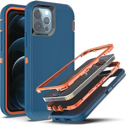 3 in 1 Armor Shock Proof Case for iPhone X XS MAX XR Defender Clip Case for iPhone 16 15 14 13 12 11 Pro Max Mini 6 6s 7 8 plus