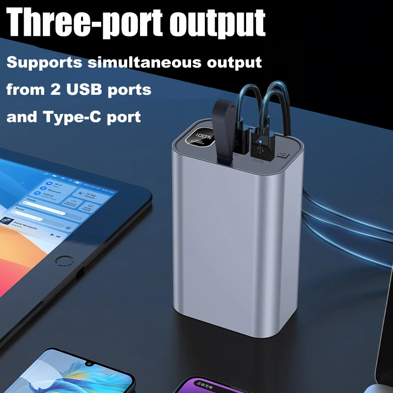 DIY 6*21700 배터리 보조베터리 키트 30000mAh 캠핑 LED 라이트 PD/QC 22.5W 고속 충전 USB-C/마이크로 입력 알루미늄 케이스 썸네일 3