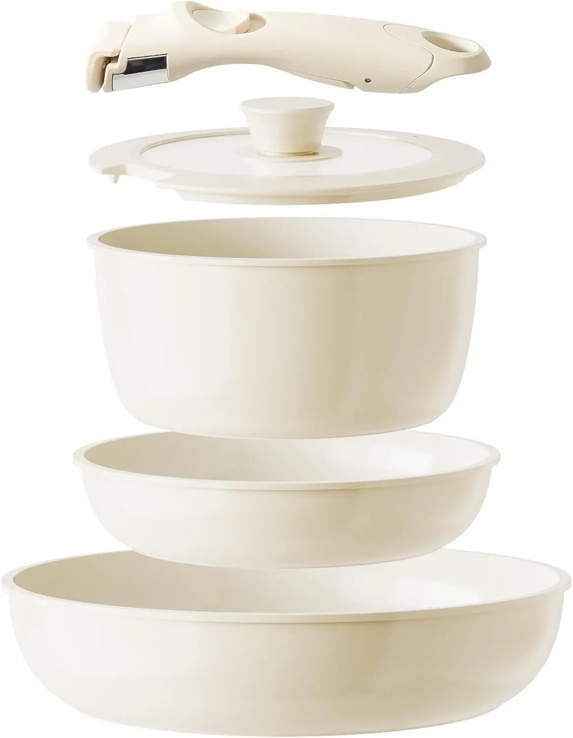 

Ceramic Pots and Pans Set Non Stick, Nonstick Kitchen Cookware Sets, Detachable Handle Pots and Pans 5 Piece, RV Cookware
