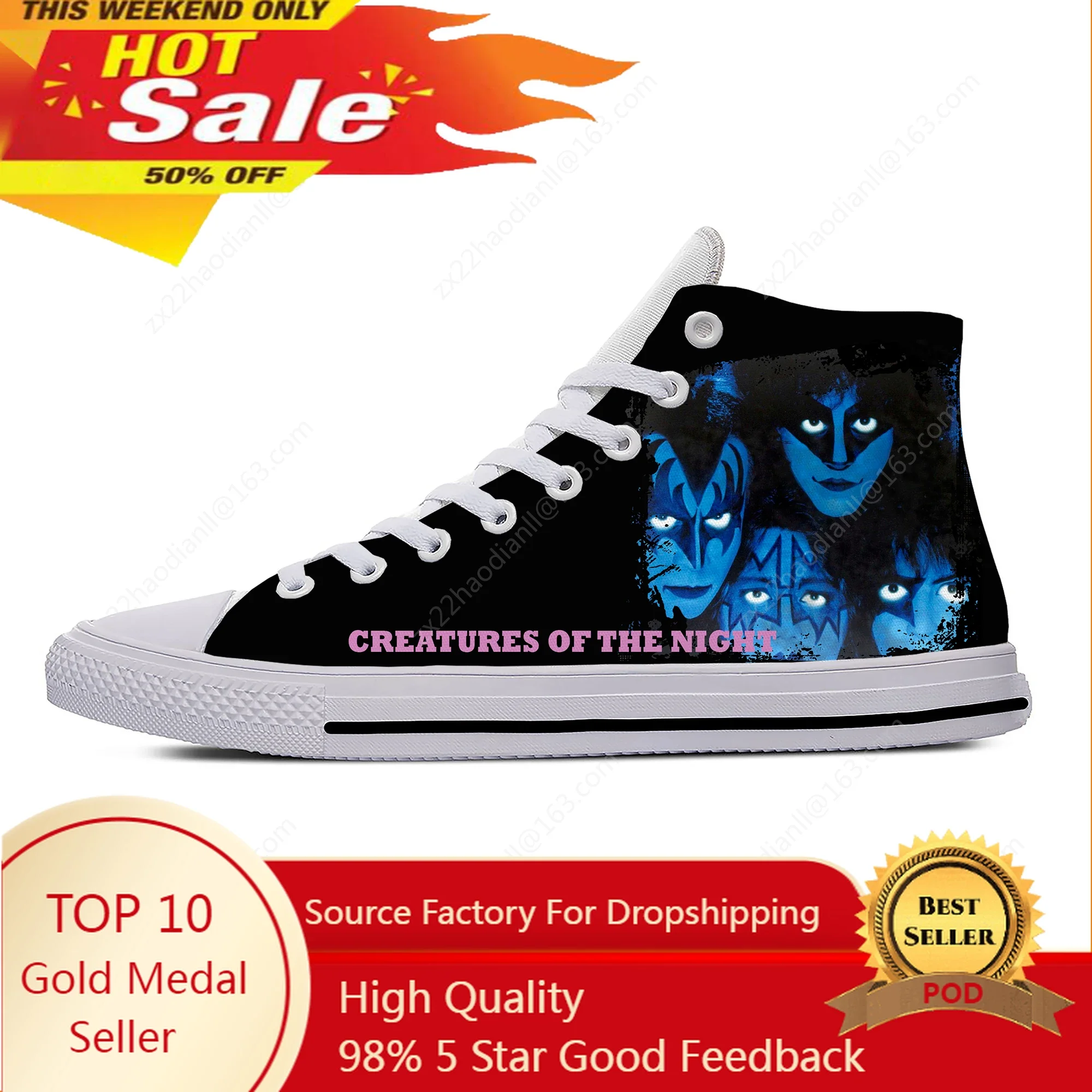 

Creatures of the Night High Top Sneakers Mens Band Kiss Womens Teenager Casual Shoes Canvas Running 3D Shoes Lightweight shoe