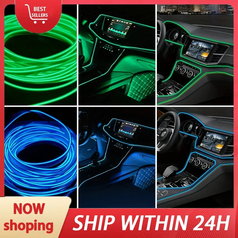 Car atmosphere light cold light line car interior modification USB light strip wiring free car atmosphere light LED light