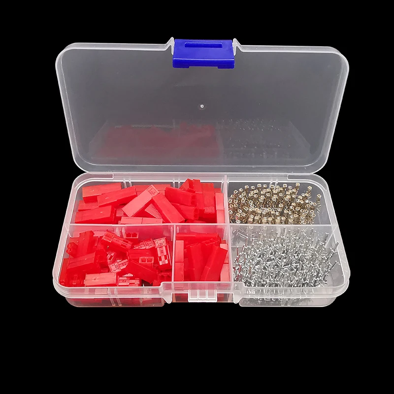 Kit de terminales de paso rojo JST SYP de 300mm, 2 pines, macho, hembra, carcasa de plástico, conectores de cable de cabecera, 2,54 unids/lote por caja