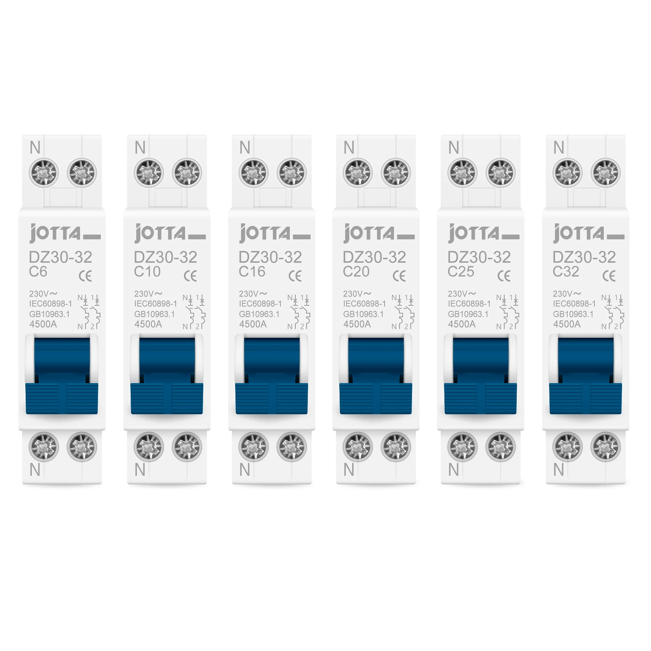 JOTTA DPN 1P+N Mini Circuit Breaker MCB 6A10A 16A 20A 25A 32A Din Rail Mounting Miniature Household Air Switch