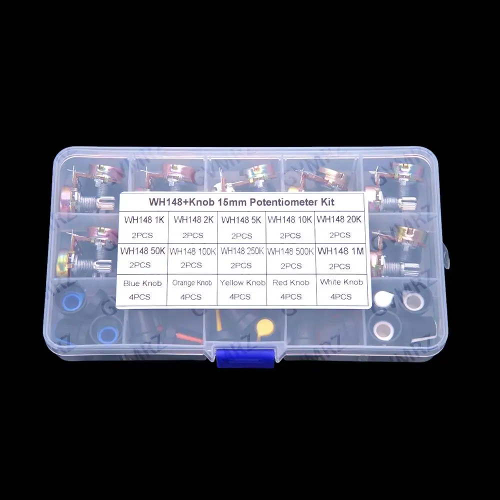 20PCS 1K-100K WH148 1K 5k 10K potentiometer switch WH148 with knob cap single 15mm 20K 50K 100K 1K 2K 5K 10K 20K 50K 100K  1M image 2